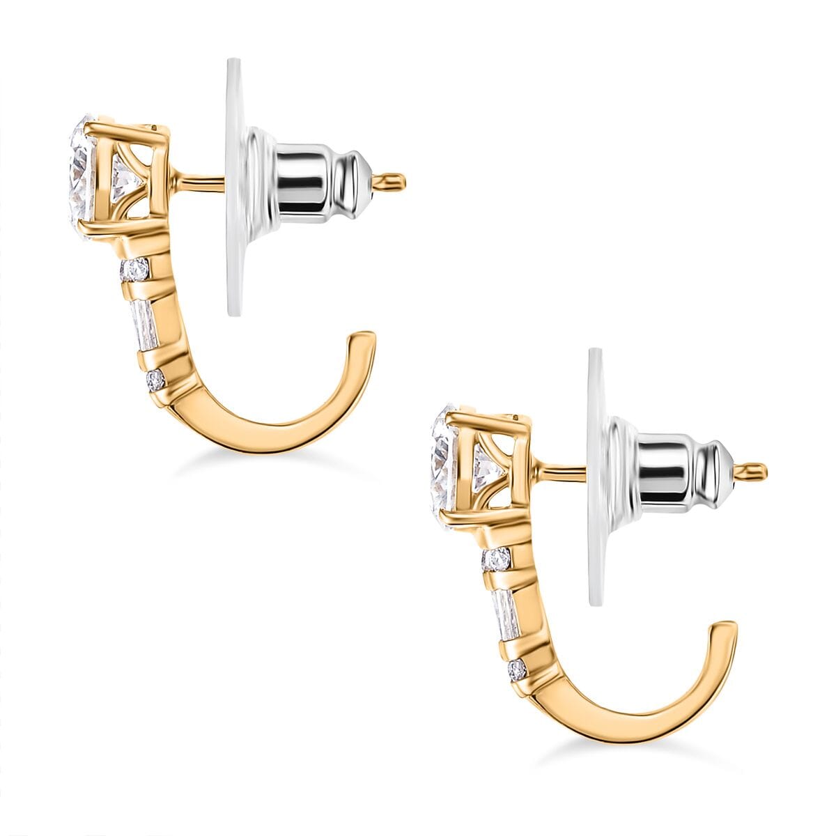 Moissanite 4.90 ctw Earrings, Ring (Size 5.0) and Pendant Necklace 20 Inches in 18K Vermeil Yellow Gold Over Sterling Silver image number 9
