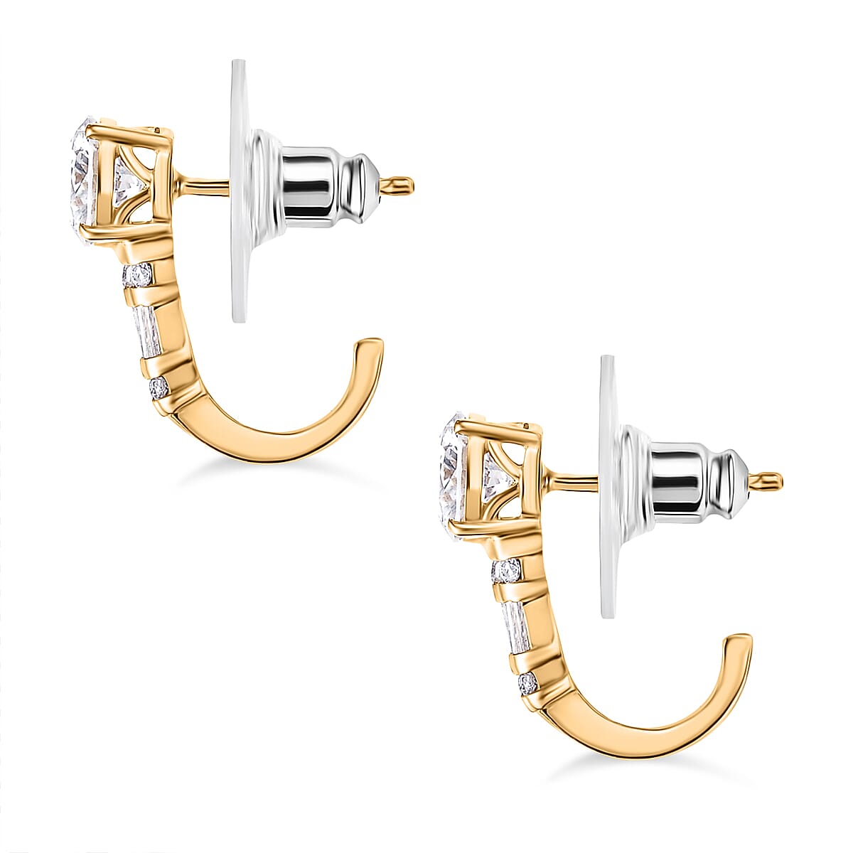 D'Joy Moissanite 4.90 ctw Art Deco Earrings, Ring (Size 7.0) and Pendant Necklace 20 Inches in 18K Vermeil Yellow Gold Over Sterling Silver image number 9