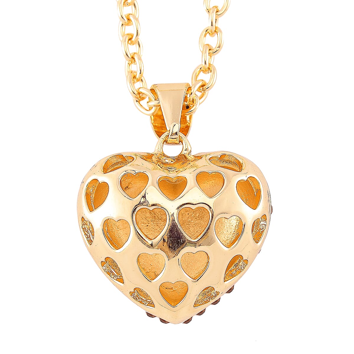 Champagne Austrian Crystal Heart Pendant Necklace in Goldtone 24 Inches image number 3
