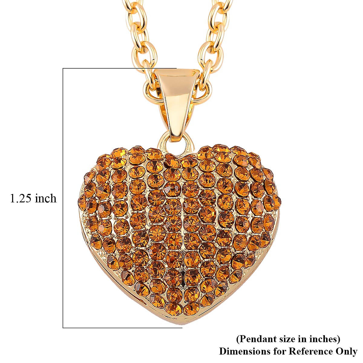 Champagne Austrian Crystal Heart Pendant Necklace in Goldtone 24 Inches image number 5
