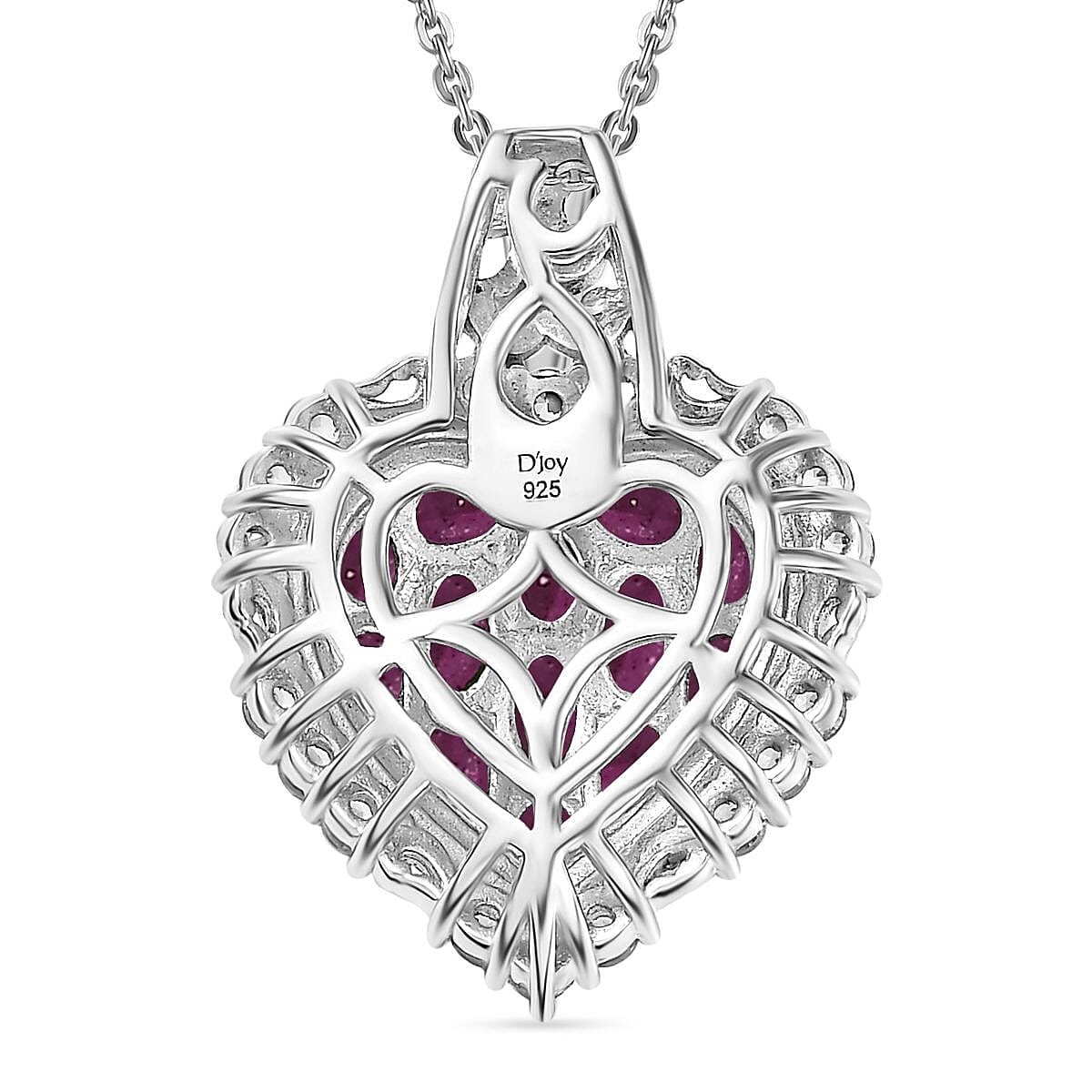 Niassa Ruby (FF) and White Zircon 4.40 ctw Heart Pendant Necklace in 18K Vermeil YG and Rhodium Over Sterling Silver 20 Inches