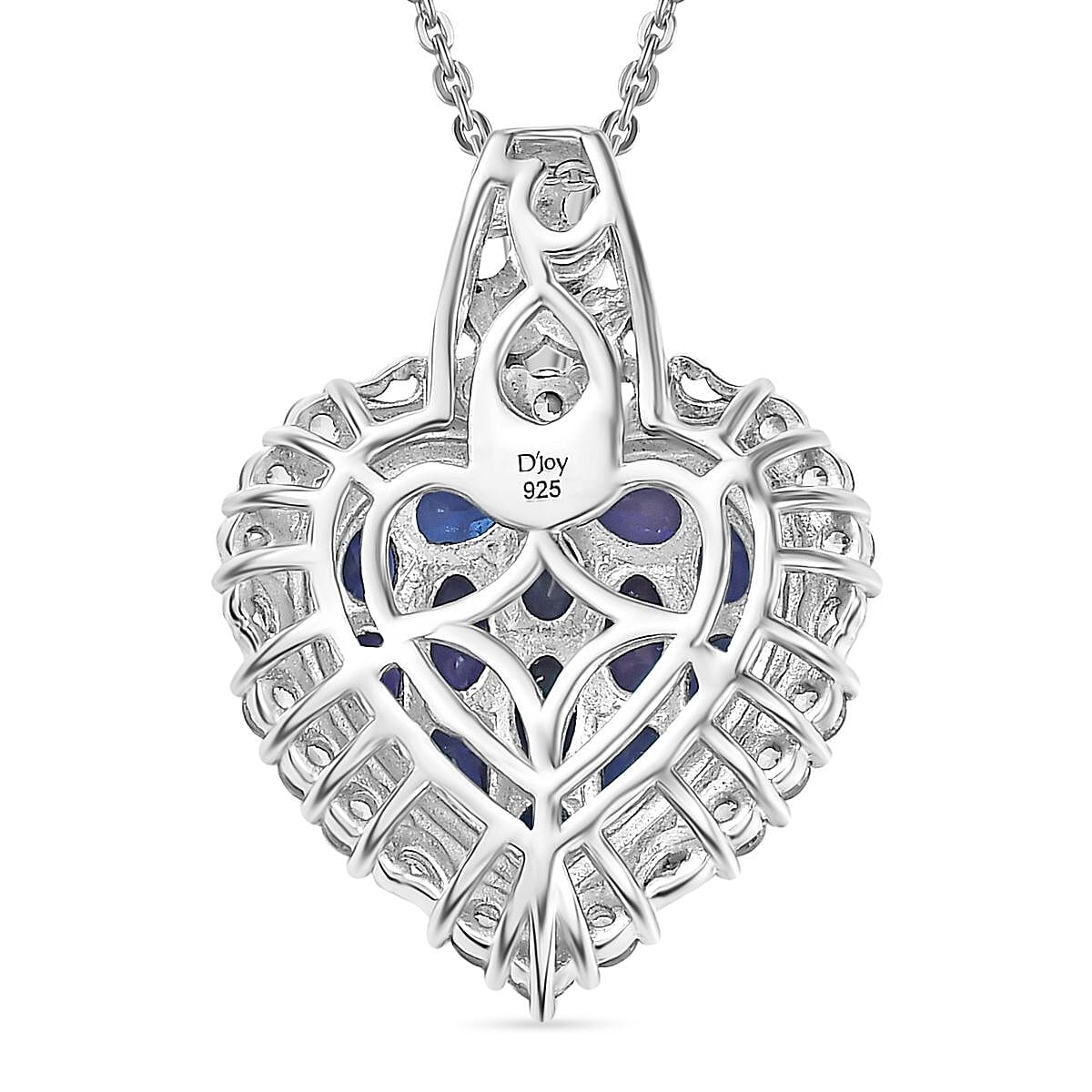 Tanzanite and White Zircon 3.50 ctw Heart Pendant Necklace in 18K Vermeil YG and Rhodium Over Sterling Silver 20 Inches image number 4