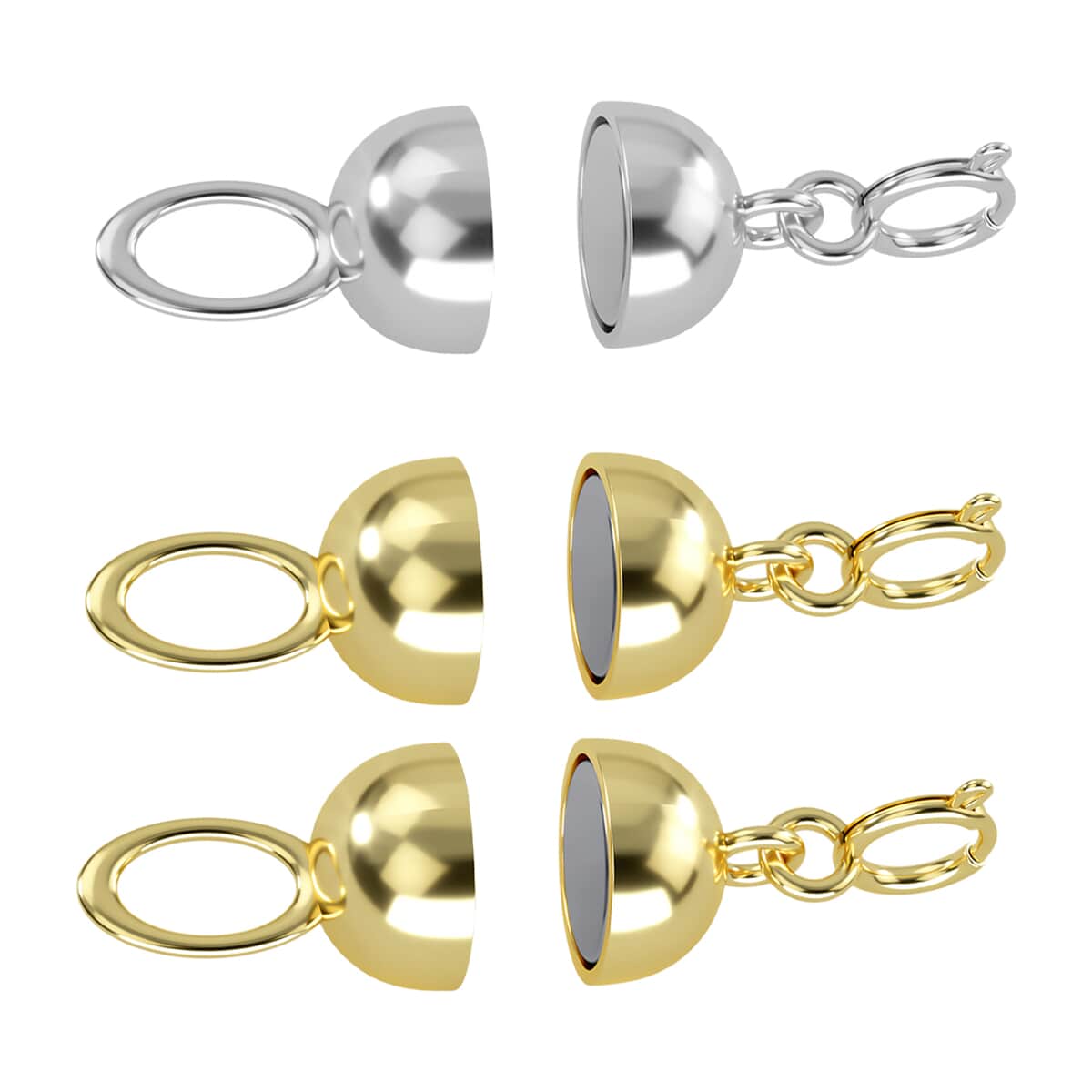 Set of 3 - 10K White and Yellow Solid Gold Magnetic Lock (2.35 g) image number 0