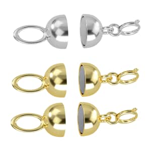 Set of 3 - 10K White and Yellow Solid Gold Magnetic Lock (2.35 g)