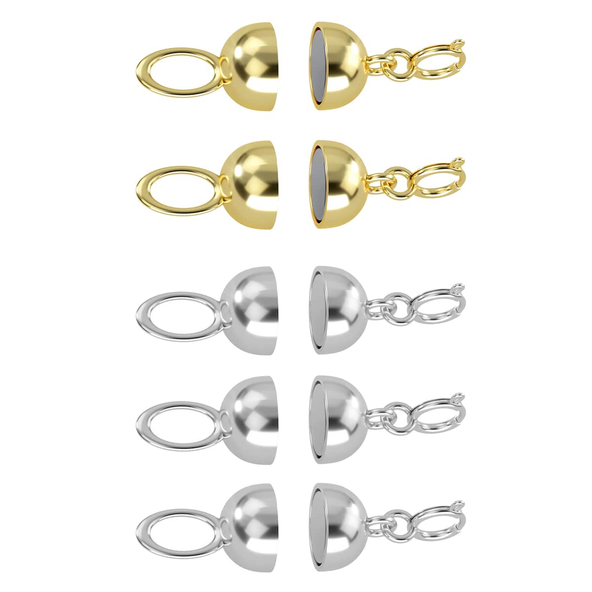 Set of 5 - 10K White and Yellow Solid Gold Magnetic Lock (3.90 g) image number 0