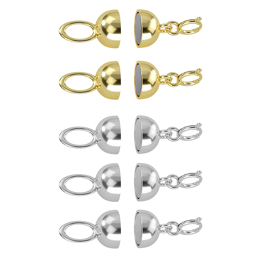 Set of 5 - 10K White and Yellow Solid Gold Magnetic Lock (3.90 g)