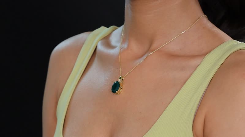 Verde Onyx and White Topaz 8.10 ctw Green Luxe Pendant Necklace in 18K Vermeil Yellow Gold Over Sterling Silver 20 Inches