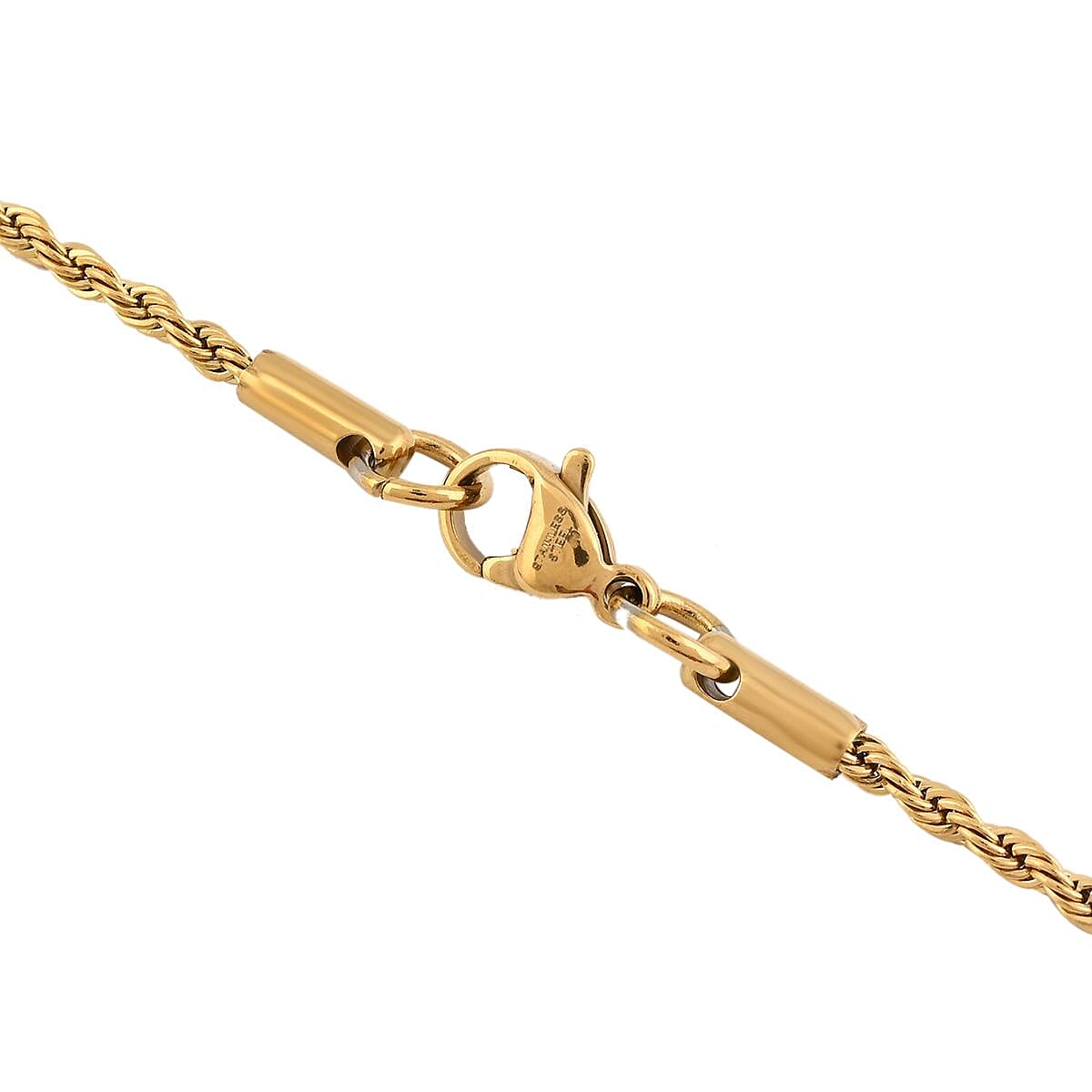 Dot Cross Pendant Necklace 24 Inches in ION Plated YG Stainless Steel image number 3