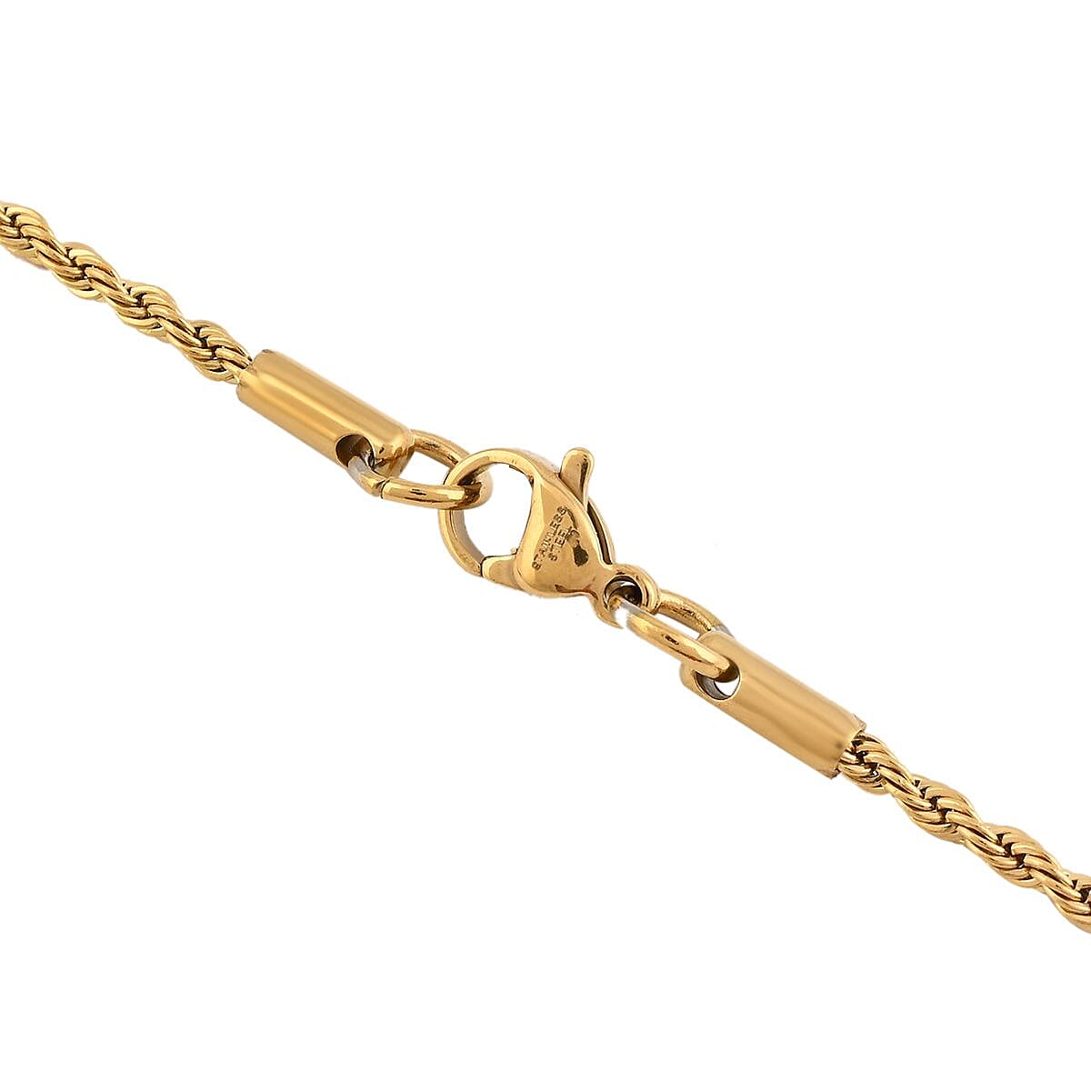 Austrian Crystal Pendant Necklace 30 Inches in ION Plated YG Stainless Steel image number 3