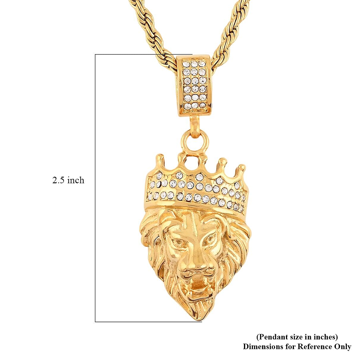 Austrian Crystal Pendant Necklace 30 Inches in ION Plated YG Stainless Steel image number 4