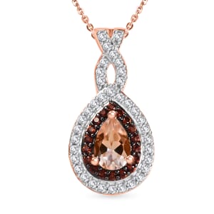 Premium Marropino Morganite and Multi Gemstone 0.90 ctw Infinity Pendant Necklace in 18K Vermeil Rose Gold Over Sterling Silver 20 Inches