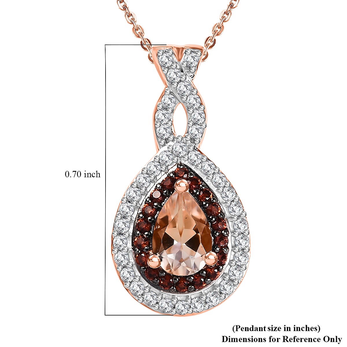 Premium Marropino Morganite and Multi Gemstone 0.90 ctw Infinity Pendant Necklace in 18K Vermeil Rose Gold Over Sterling Silver 20 Inches