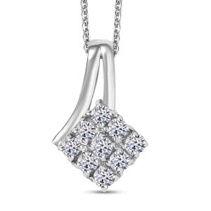 Luxuriant Lab Grown Diamond G-H SI 0.30 ctw Pendant Necklace in Rhodium Over Sterling Silver 20 Inches