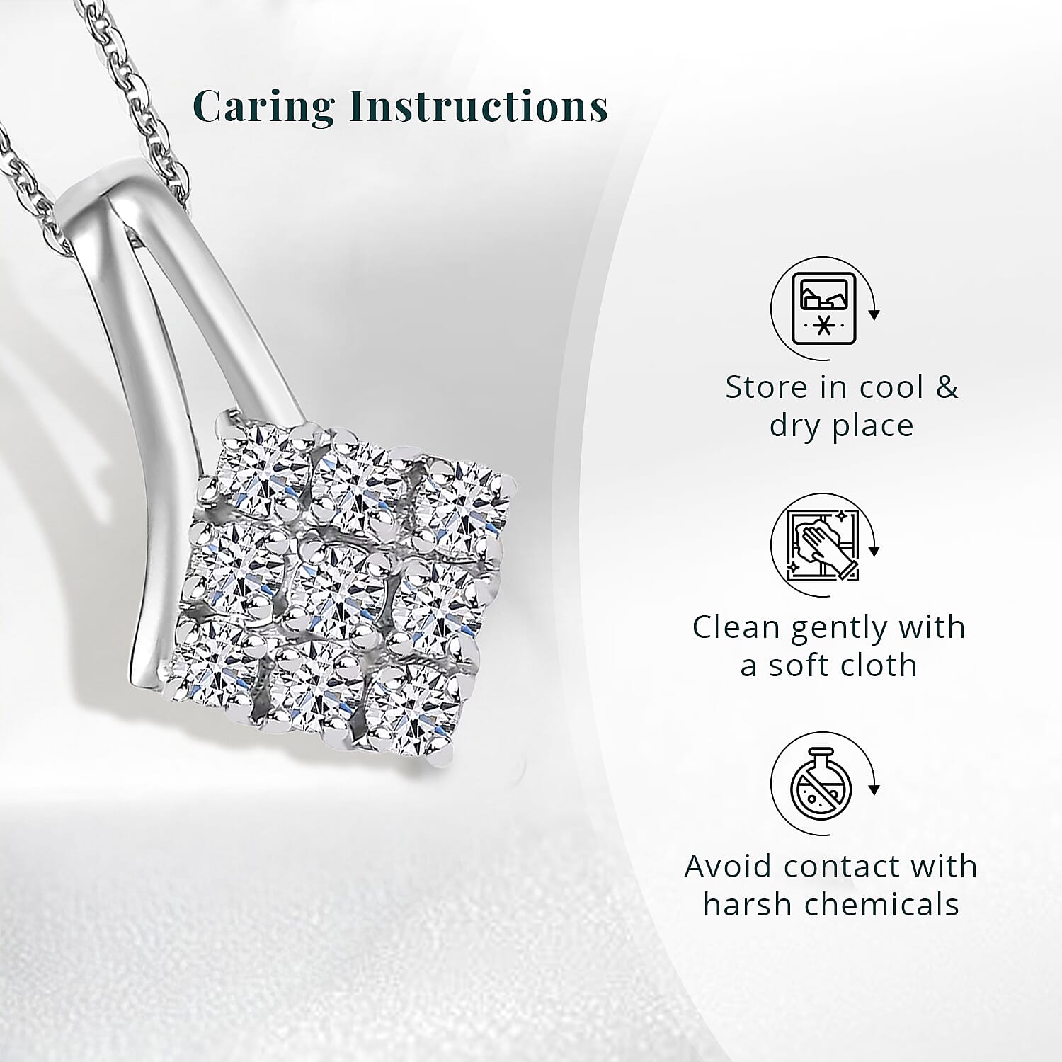 Luxuriant Lab Grown Diamond G-H SI 0.30 ctw Pendant Necklace in Rhodium Over Sterling Silver 20 Inches