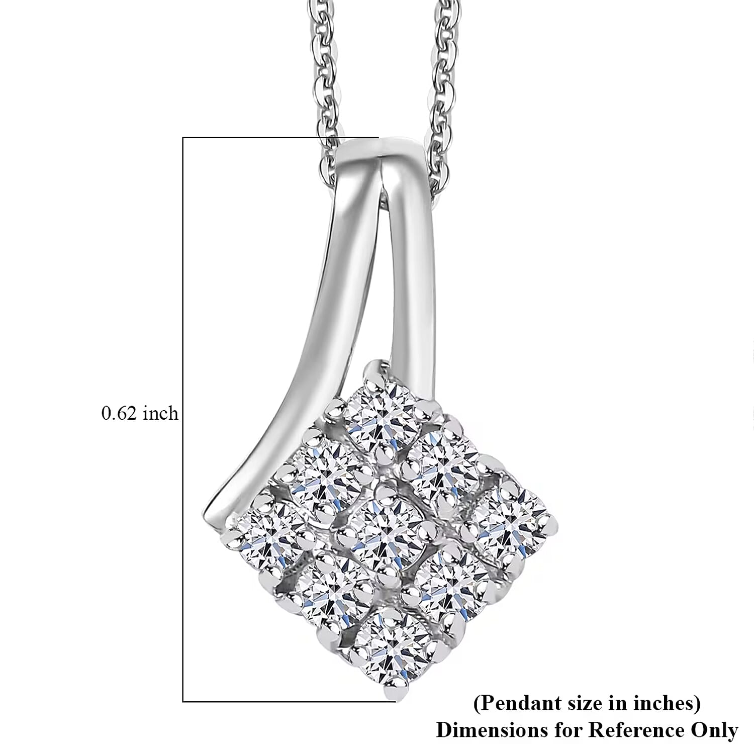 Luxuriant Lab Grown Diamond G-H SI 0.30 ctw Pendant Necklace in Rhodium Over Sterling Silver 20 Inches