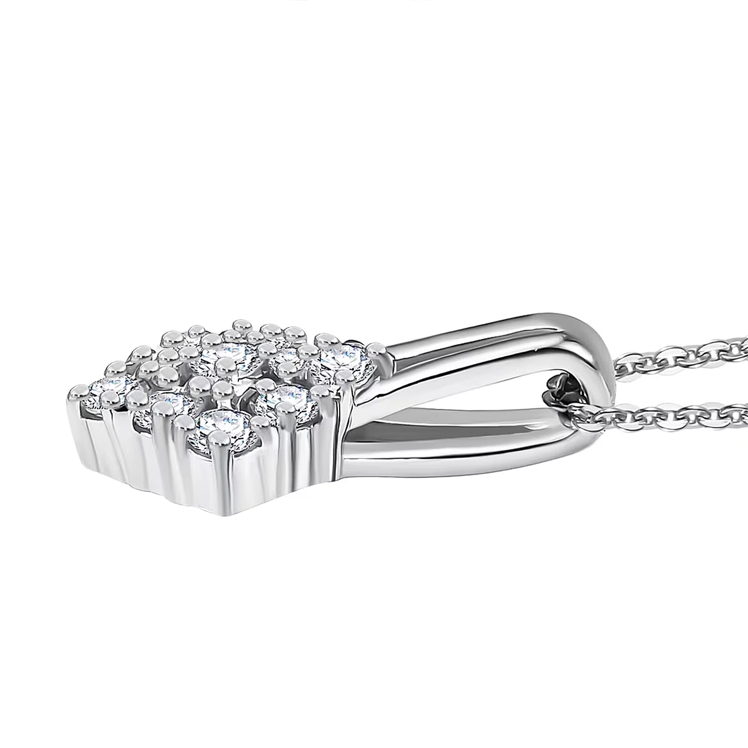 Luxuriant Lab Grown Diamond G-H SI 0.30 ctw Pendant Necklace in Rhodium Over Sterling Silver 20 Inches