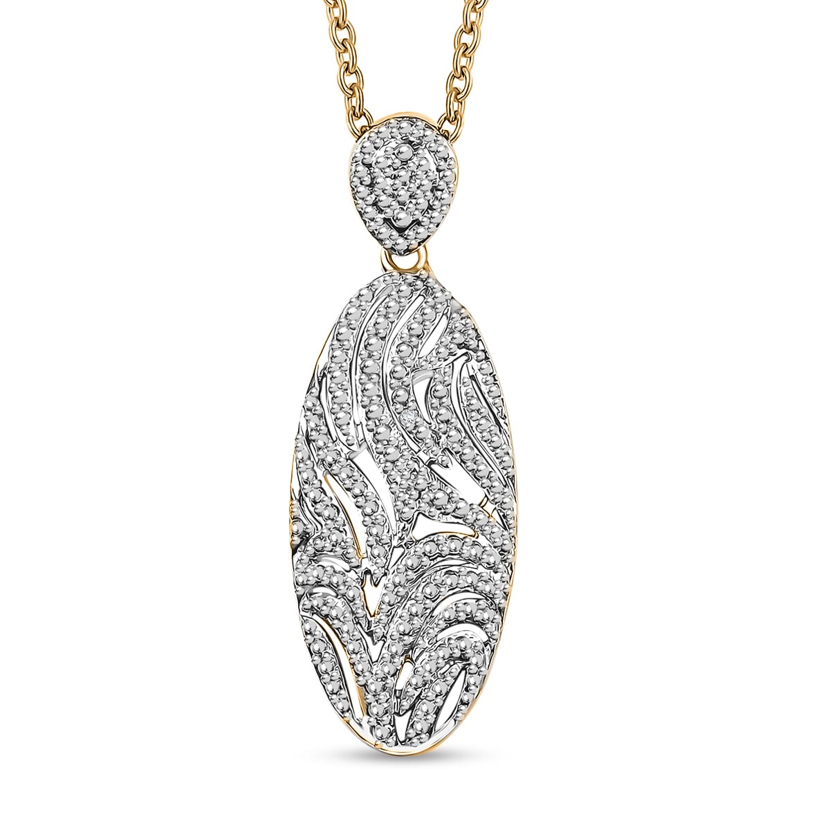 Karis Diamond Pendant in 18K YG Plated with Stainless Steel Necklace 20 Inches image number 0