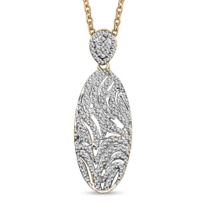 Karis Diamond Pendant in 18K YG Plated with Stainless Steel Necklace 20 Inches
