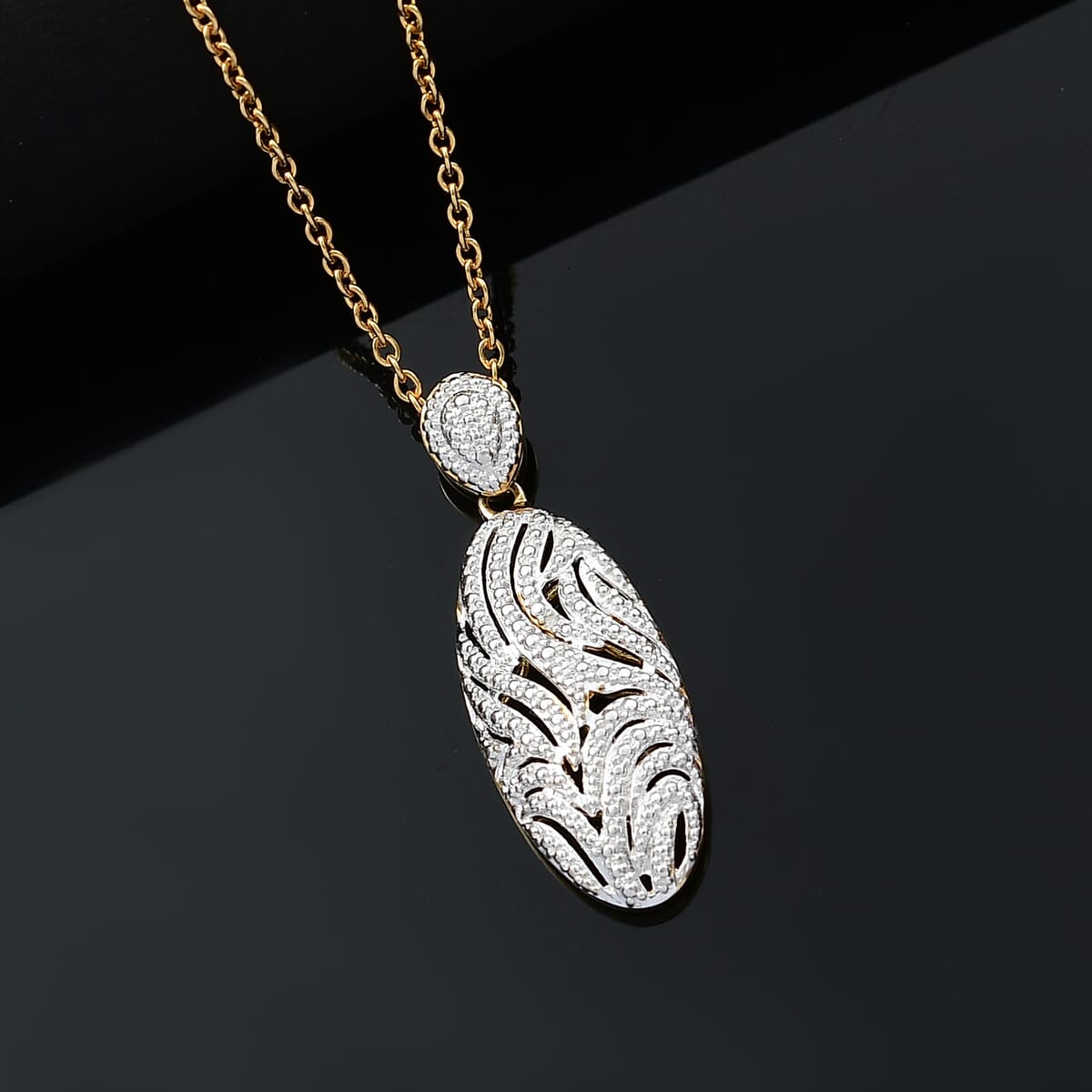 Karis Diamond Pendant in 18K YG Plated with Stainless Steel Necklace 20 Inches image number 1