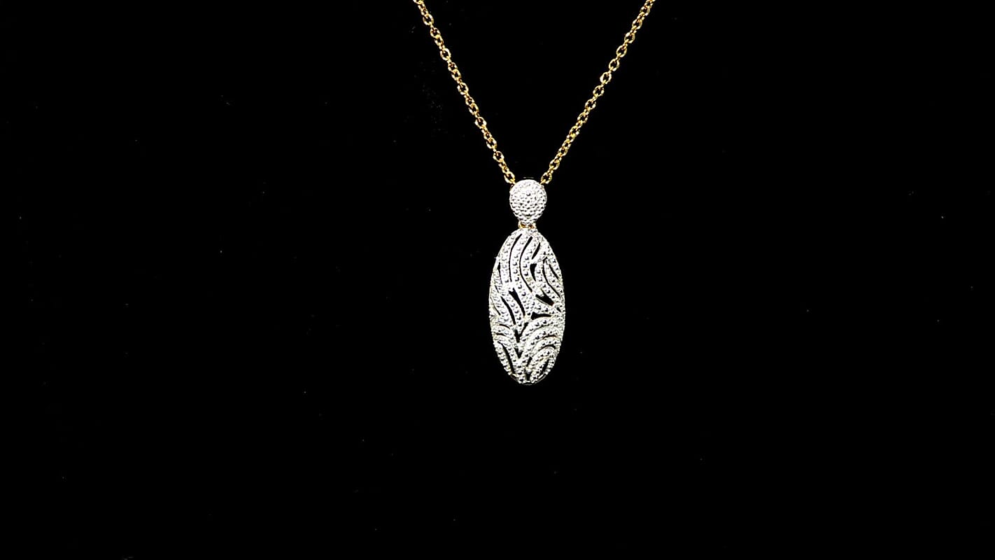 Karis Diamond Pendant in 18K YG Plated with Stainless Steel Necklace 20 Inches