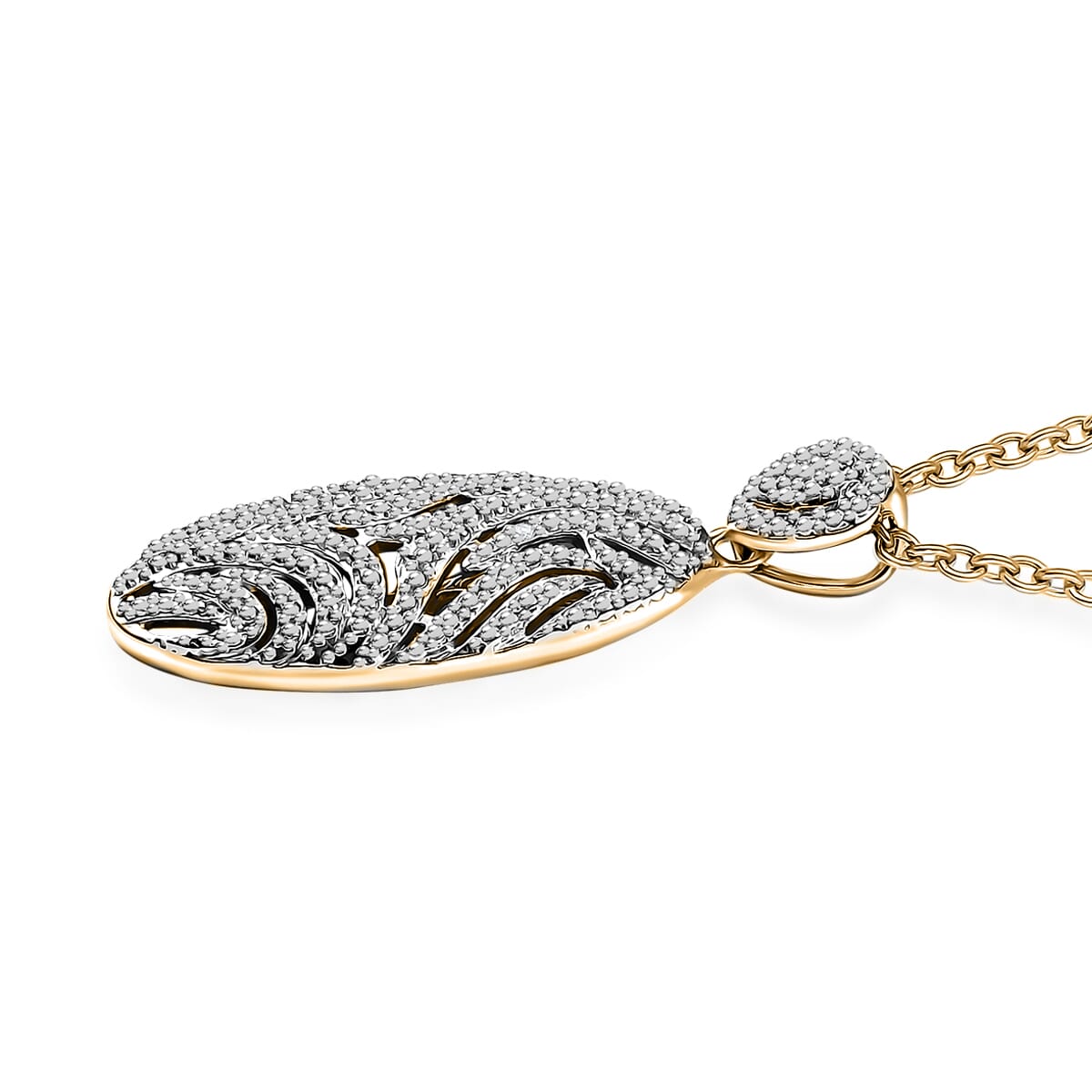 Karis Diamond Pendant in 18K YG Plated with Stainless Steel Necklace 20 Inches image number 3