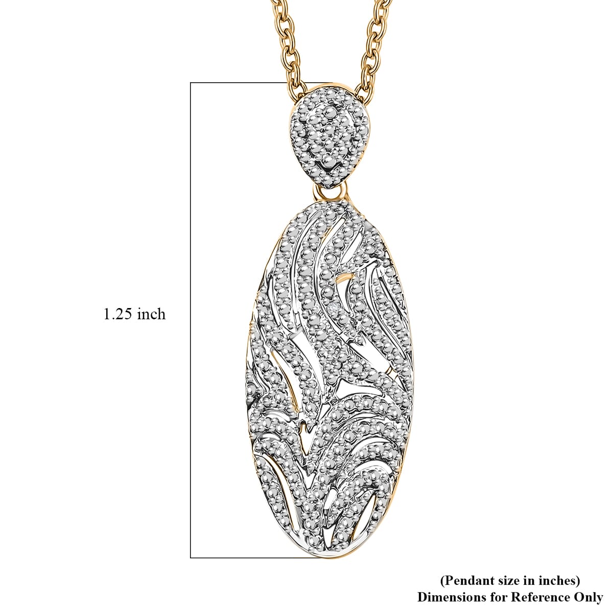 Karis Diamond Pendant in 18K YG Plated with Stainless Steel Necklace 20 Inches image number 6