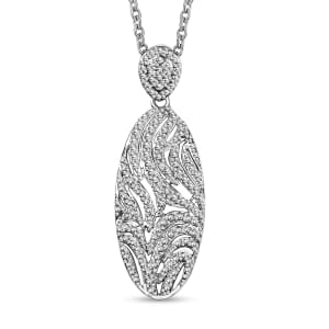 Karis Diamond Accent Pendant in Platinum Bond with Stainless Steel Necklace 20 Inches