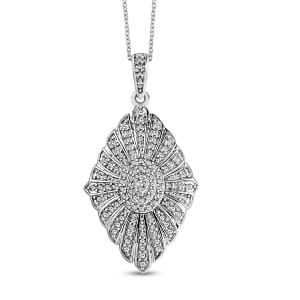 Karis Diamond Accent Pendant in Platinum Bond with Stainless Steel Necklace 20 Inches