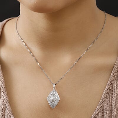 Karis Diamond Accent Kite Pendant Necklace in Platinum Bond, 20 Inches