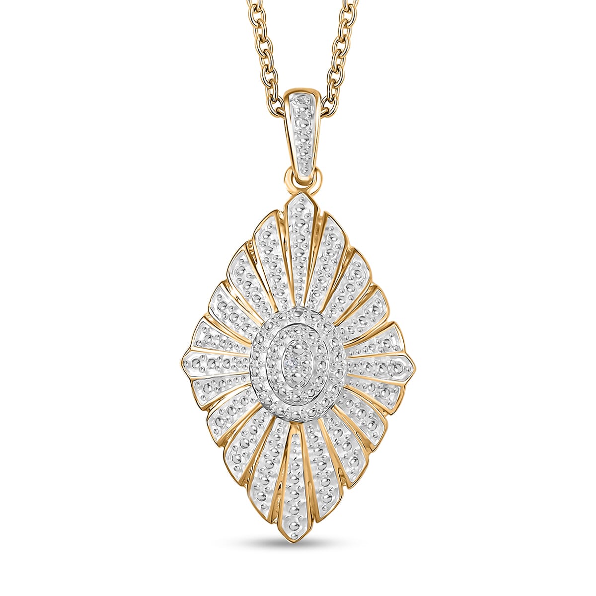 Karis Diamond Accent Pendant in 18K YG Plated with Stainless Steel Necklace 20 Inches image number 0