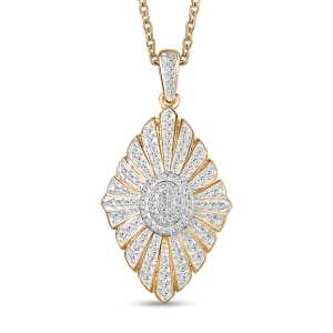 Karis Diamond Accent Pendant in 18K YG Plated with Stainless Steel Necklace 20 Inches