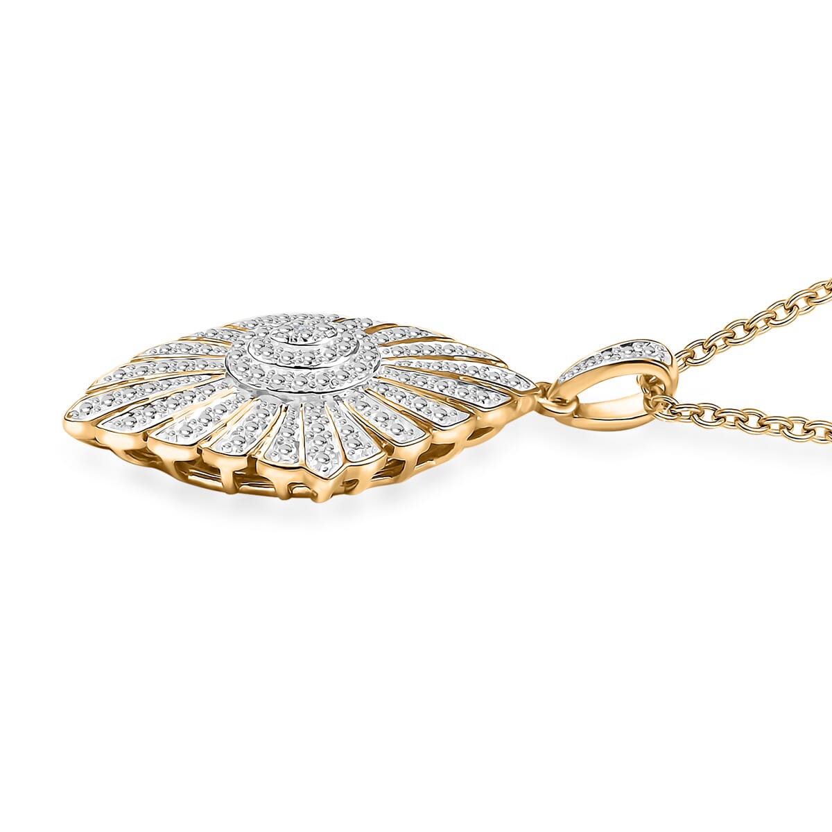 Karis Diamond Accent Pendant in 18K YG Plated with Stainless Steel Necklace 20 Inches image number 3