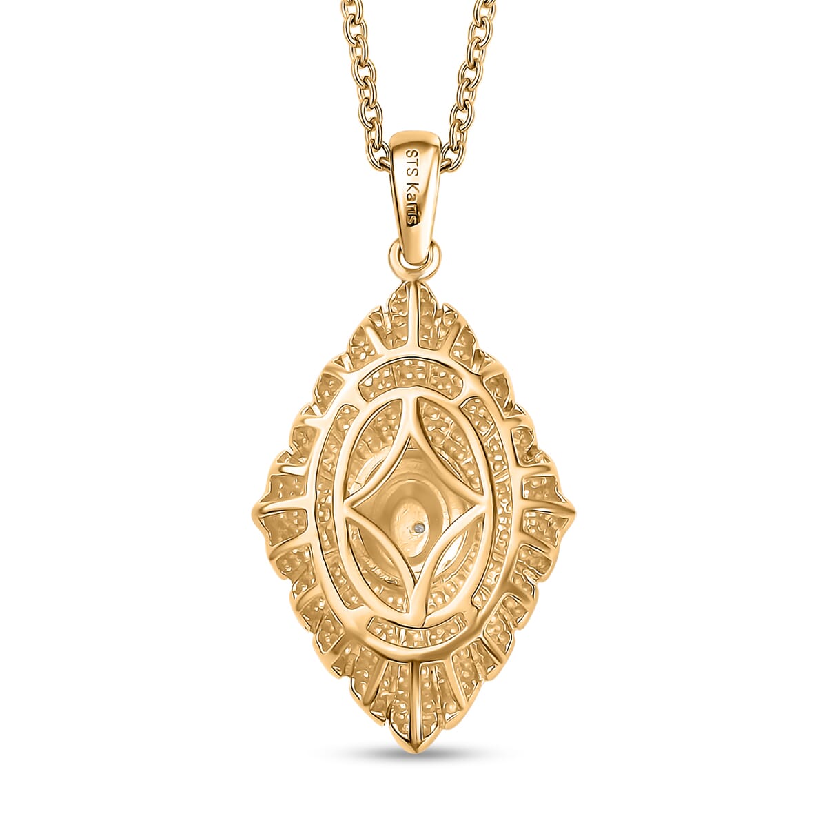 Karis Diamond Accent Pendant in 18K YG Plated with Stainless Steel Necklace 20 Inches image number 4