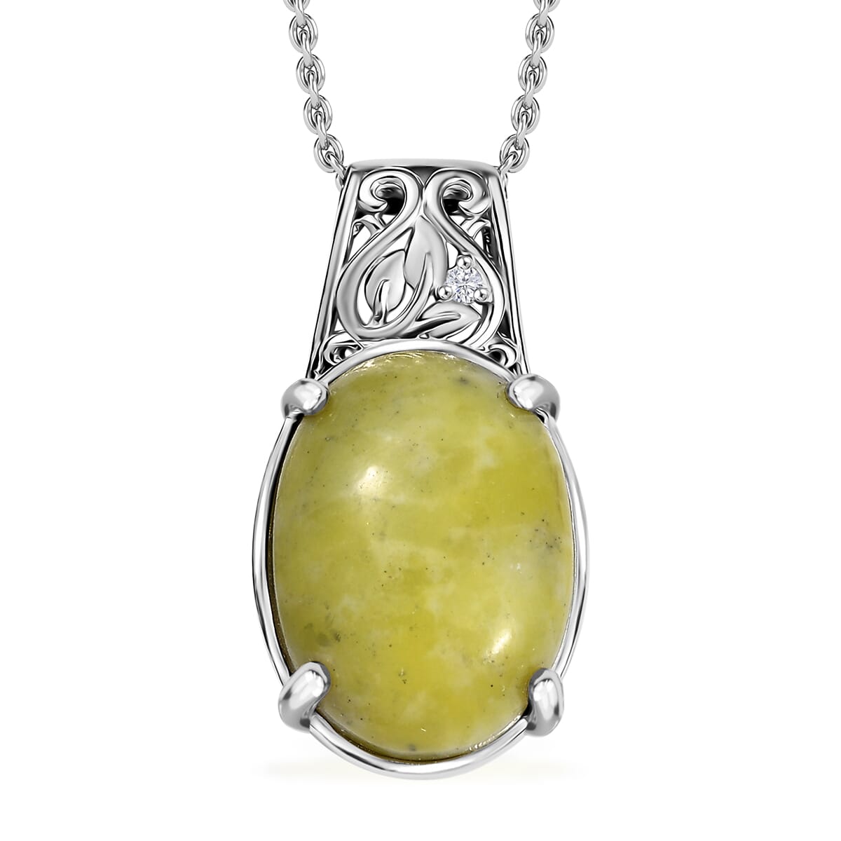 Set of 2 Karis Connemara Marble and White Zircon 24.25 ctw Ring (Size 5.0) Pendant in Platinum Bond with Stainless Steel Necklace 20 Inches image number 6