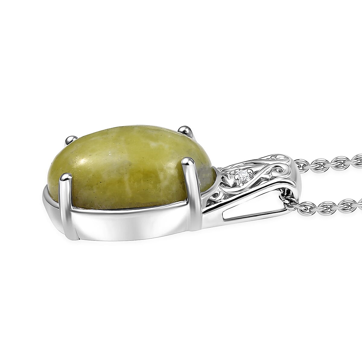 Set of 2 Karis Connemara Marble and White Zircon 24.25 ctw Ring (Size 7.0) Pendant in Platinum Bond with Stainless Steel Necklace 20 Inches image number 7