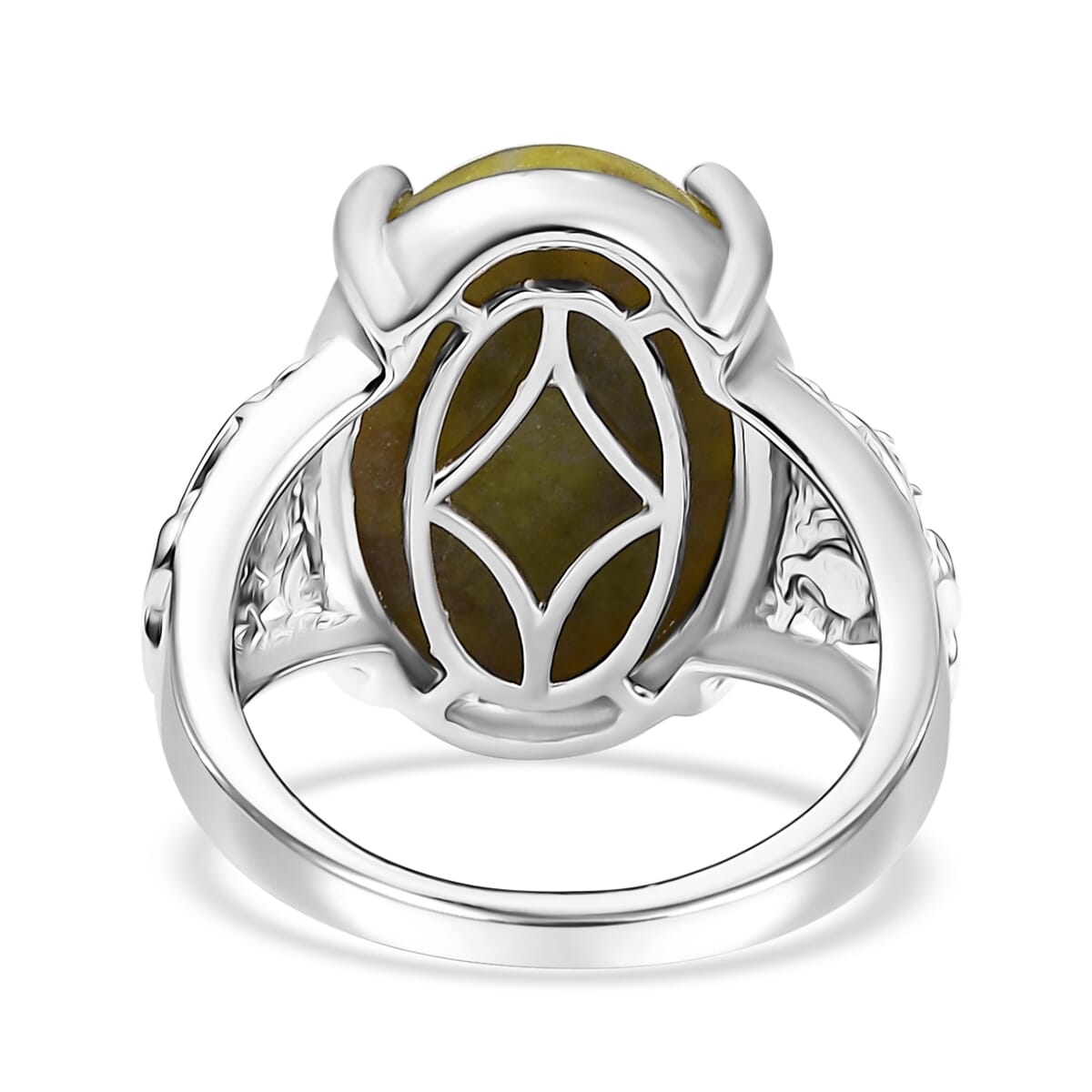 Set of 2 Karis Connemara Marble and White Zircon 24.25 ctw Ring (Size 8.0) Pendant in Platinum Bond with Stainless Steel Necklace 20 Inches image number 5