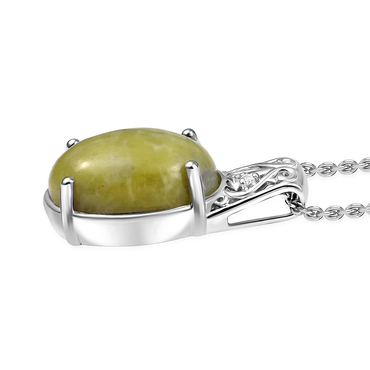 Set of 2 Karis Connemara Marble and White Zircon 24.25 ctw Ring (Size 8.0) Pendant in Platinum Bond with Stainless Steel Necklace 20 Inches image number 7