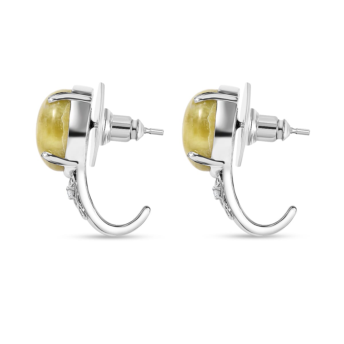 Set of 2 Karis Connemara Marble and White Zircon 29.10 ctw Hoop Earrings and Bracelet (7.25In) in Platinum Bond