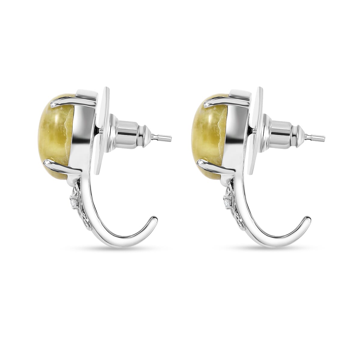 Set of 2 Karis Connemara Marble and White Zircon 29.10 ctw Hoop Earrings and Bracelet (7.25In) in Platinum Bond image number 6