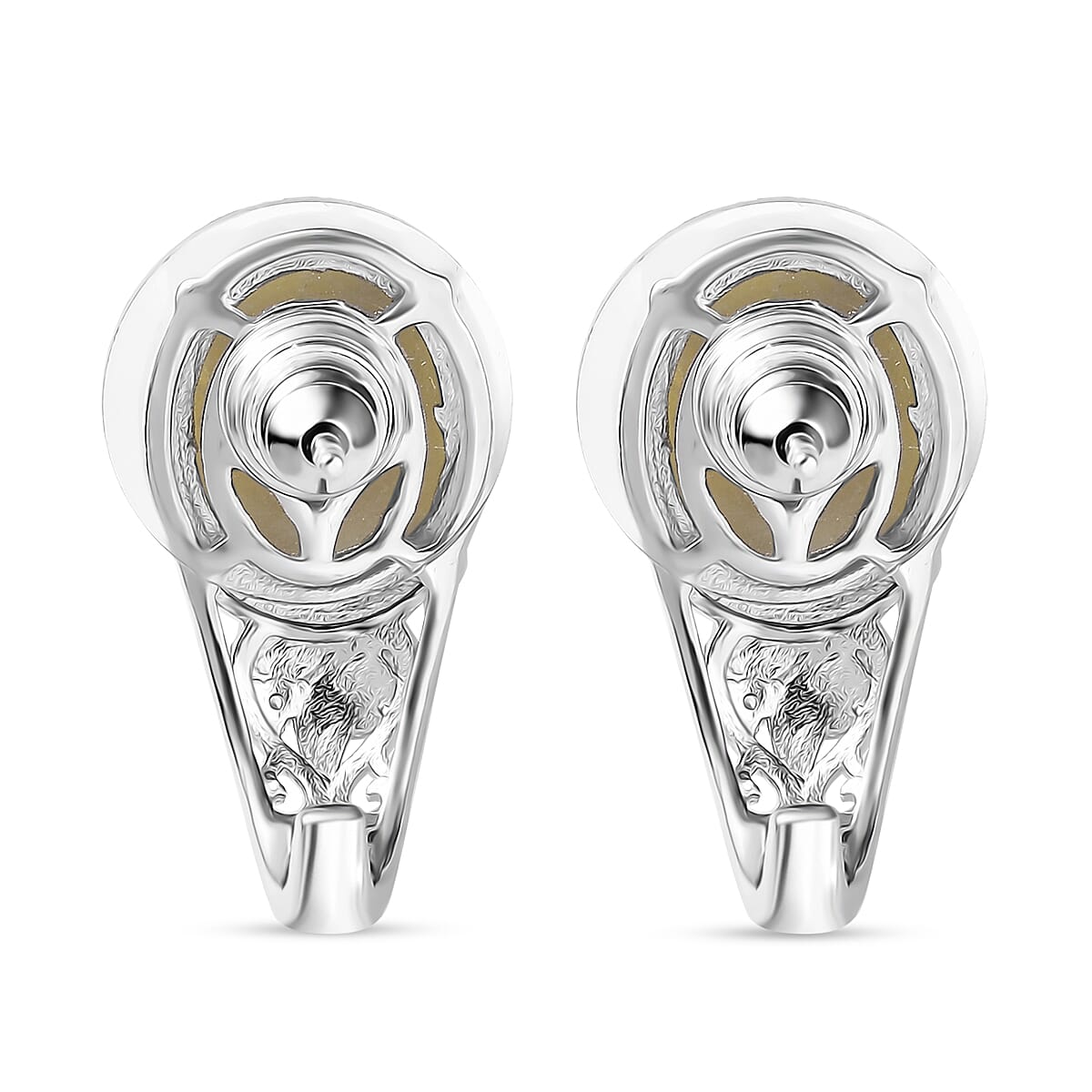 Set of 2 Karis Connemara Marble and White Zircon 29.10 ctw Hoop Earrings and Bracelet (7.25In) in Platinum Bond