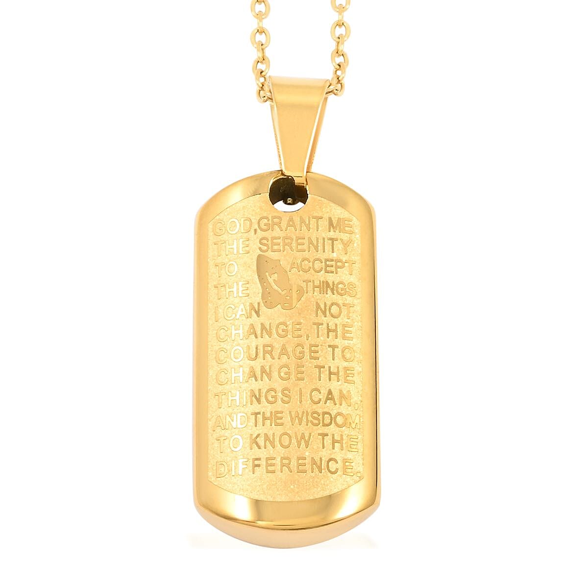 Prayer Bar Pendant Necklace 18 Inches in ION Plated YG Stainless Steel image number 0