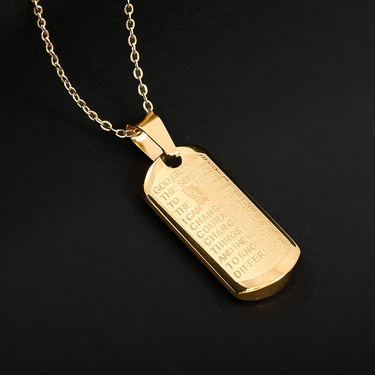 Prayer Bar Pendant Necklace 18 Inches in ION Plated YG Stainless Steel image number 1