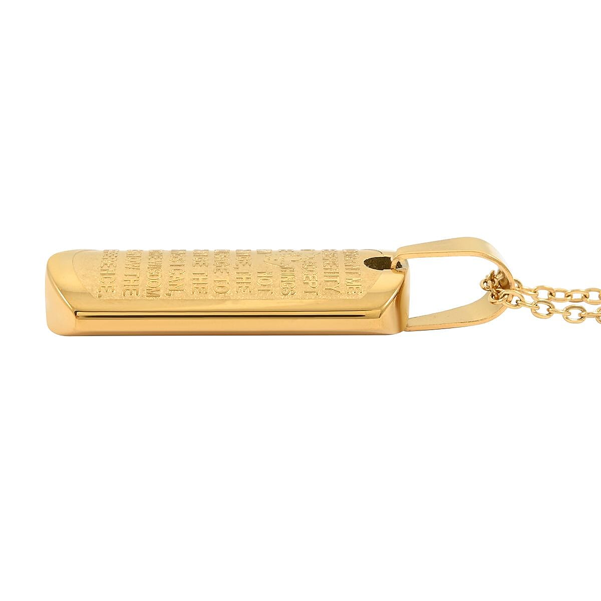 Prayer Bar Pendant Necklace 18 Inches in ION Plated YG Stainless Steel image number 3