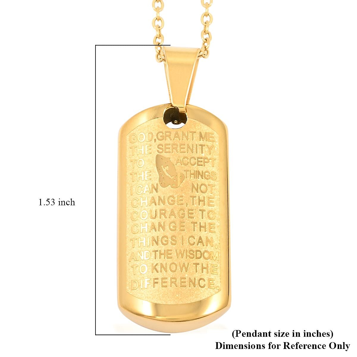 Prayer Bar Pendant Necklace 18 Inches in ION Plated YG Stainless Steel