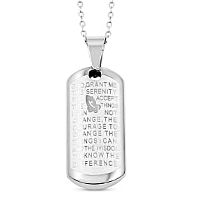 Prayer Bar Pendant Necklace 18 Inches in Stainless Steel