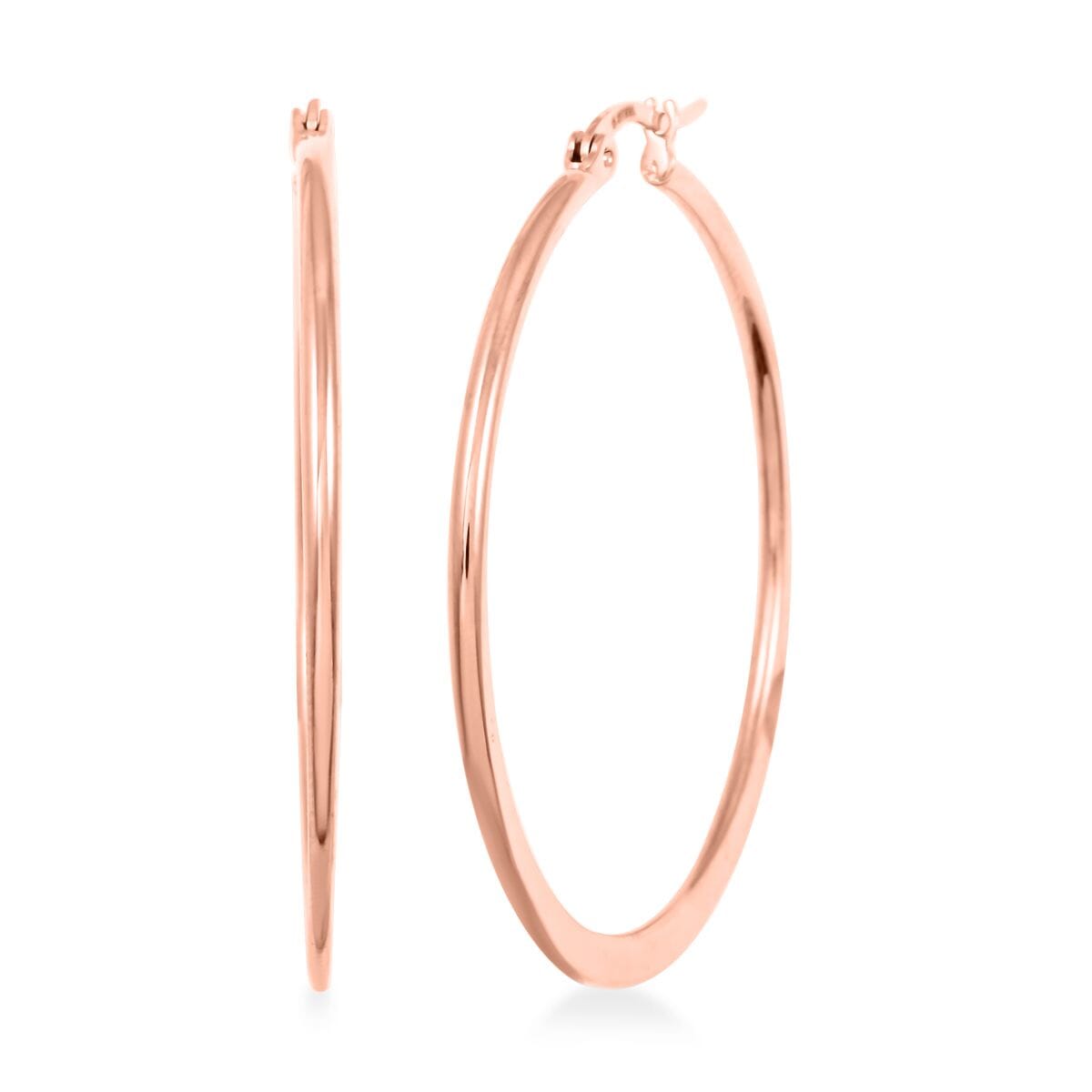 Set of 2 Plain Hoop Earrings in ION Plated Rose Gold Stainless Steel image number 2