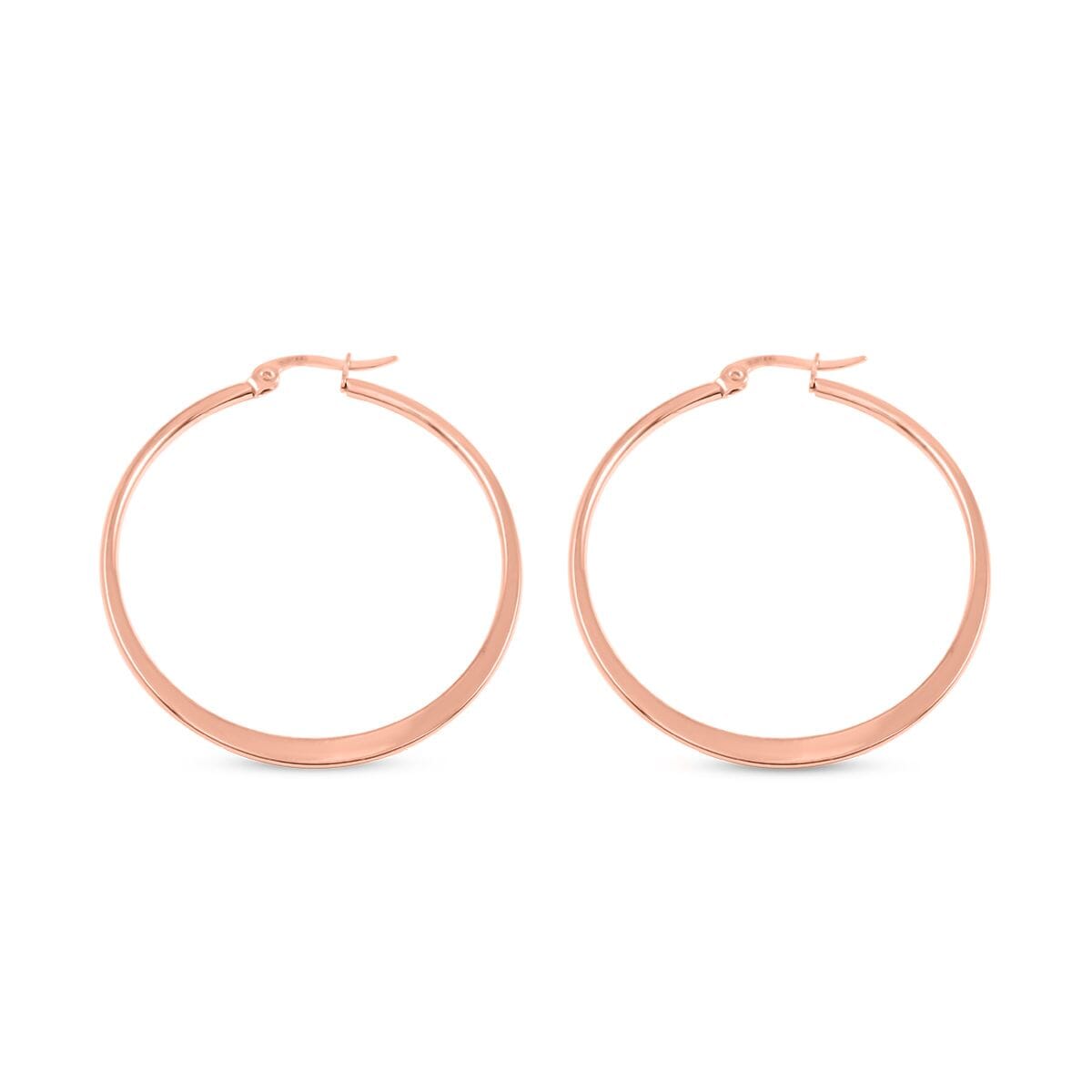 Set of 2 Plain Hoop Earrings in ION Plated Rose Gold Stainless Steel image number 3