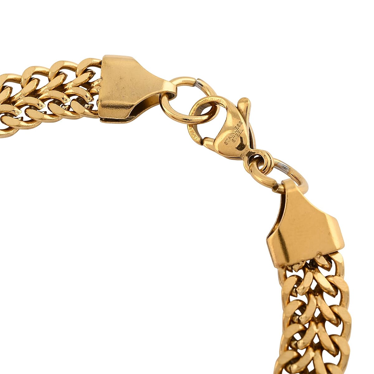 Set of Double Row Curb Chain Bracelet (7.50In) and Necklace 20 Inches in ION Plated YG Stainless Steel image number 6