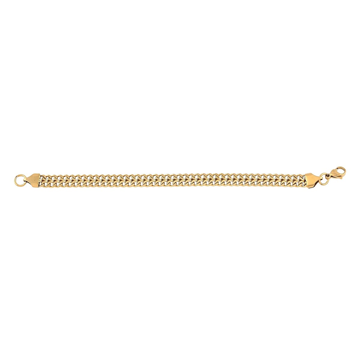 Set of Double Row Curb Chain Bracelet (7.50In) and Necklace 20 Inches in ION Plated YG Stainless Steel image number 7