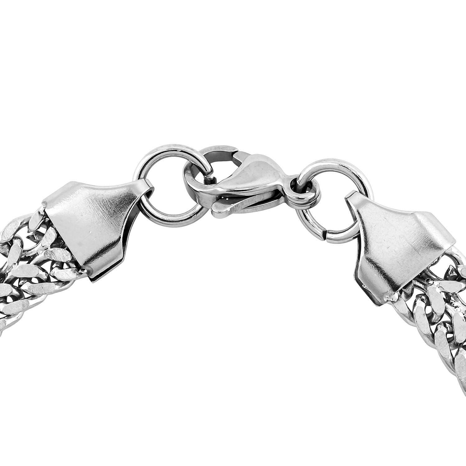 Set of Double Row Curb Chain Bracelet (7.50In) and Necklace 20 Inches in Stainless Steel